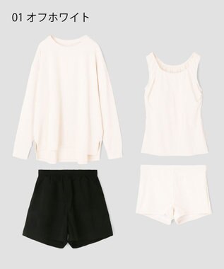 San-ai Resort（三愛水着楽園） WEB限定【紫外線カット(UPF50＋)】リブ素材ラッシュガード付 4点セット水着 オフホワイト