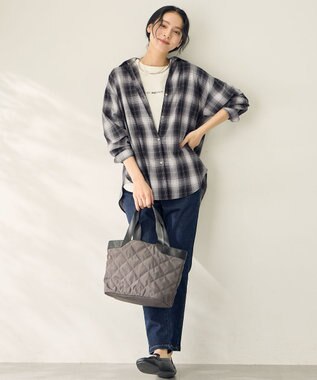 ANY L オンブレーチェックオーバーシャツ モノトーン系