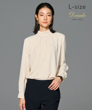 BEIGE， 【L-size】EVA / ハイネックロングスリーブブラウス Sheer Orange