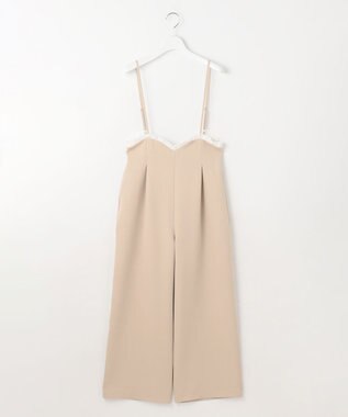 Feroux フリルデザイン・サス付きパンツ ベージュ系