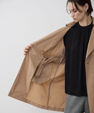 ICB 【2WAY仕様】メモリーストレッチタフタ トレンチコート アプリコットベージュ