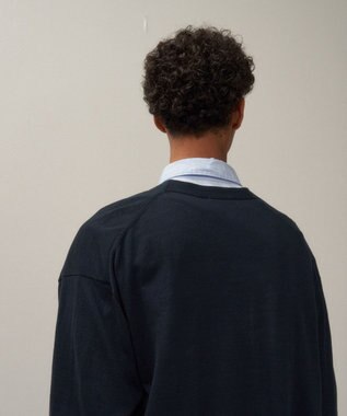 ATON NUBUCK SILK COTTON | オーバーサイズカーディガン - UNISEX NAVY