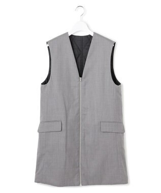 ICB 【洗える・リバーシブル着用可】T/Wツイルキルト リバーシブル パディング ジレ ライトグレー系