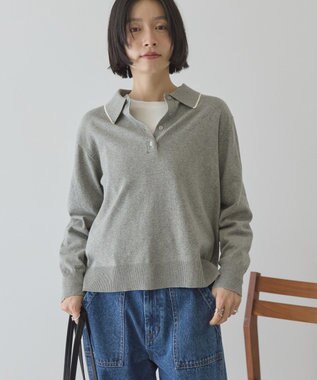 AMERICAN HOLIC 配色ラインニットポロ