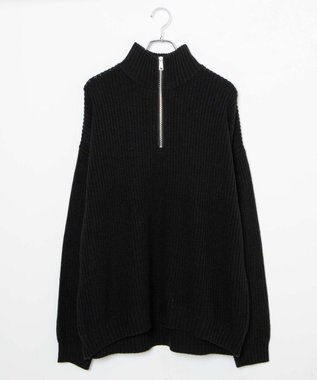 WEGO ルーズフィットハーフZIPプルオーバー ブラック