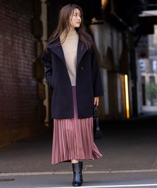 ANY SIS S ウールライクスタンドカラー ミドルコート ネイビー