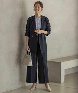 ANY SIS 【UVカット・接触冷感・吸水速乾】スマートビューティストレッチ  ワイドパンツ ネイビー