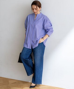 23区 L 【Lサイズ限定】23区DENIM ストレッチ ワイド パンツ ダルブルー系
