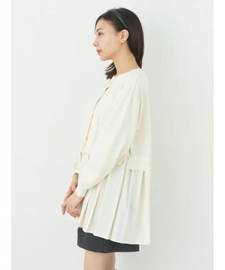earth music&ecology プリーツドッキングカーディガン Ivory