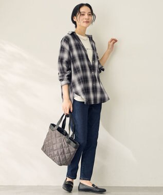 ANY L オンブレーチェックオーバーシャツ モノトーン系