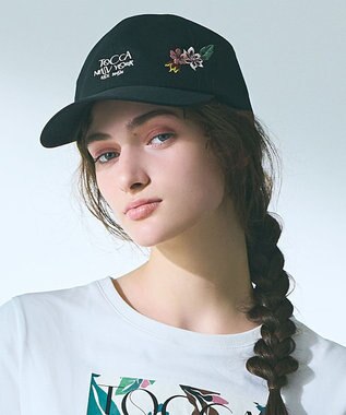 TOCCA 【UV90%以上カット・吸水速乾・抗菌防臭・接触冷感・サイズ調整可・洗える！】EXOTIC FLORAL LOGOCAP キャップ ブラック系