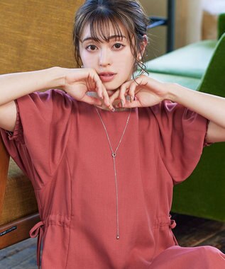 Tiaclasse 【洗える】バルーンスリーブサイドギャザーワンピース ピンク