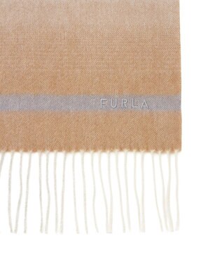 MOONBAT FURLA(フルラ）カシミヤ100％ カラーブロック オンブレー ストール キャメル