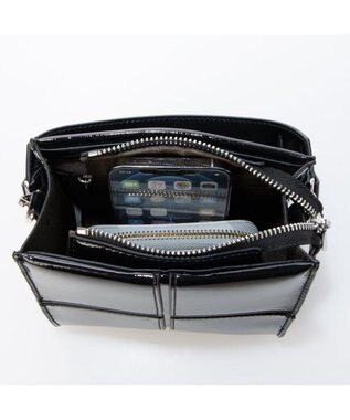 UNBILLION カシュカシュ cachecache / エナメル調ボックスパネルミニショルダー ブラック