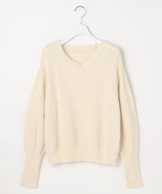 ANY SIS 【2SET】フェザー ニット × フロッキー スカート アイボリー×ブラウン