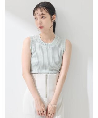 earth music&ecology ノースリーブラインニットプルオーバー Mint