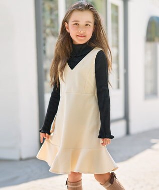 組曲 KIDS 【150-160㎝】ダンボールニット ジャンスカ オフホワイト系