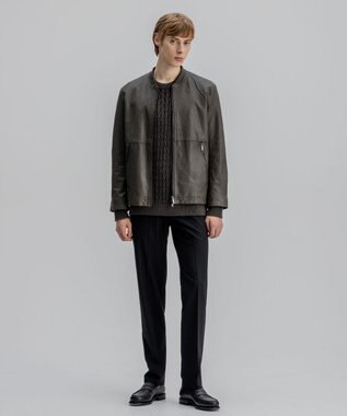 JOSEPH HOMME 新素材【シャツ感覚で羽織れる軽さ】シュリンクエアレザー　ブルゾン ダークグリーン系