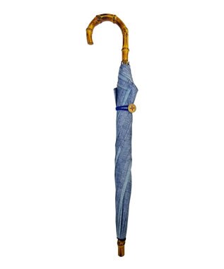 +RING 【限定/日本製】レディース向け 晴雨兼用傘 （長ショート）BLU denim-like pattern SR358 青
