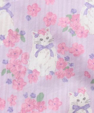 ANY KIDS 3WAY ロング丈 浴衣 セット ラベンダー×白ネコ