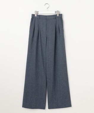 自由区 L 【セットアップ対応】ソフトリネンダンガリーワイド パンツ ネイビー