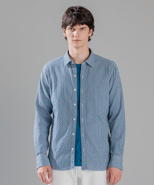 JOSEPH HOMME トライジャガード ストライプ ストレッチ    レギュラーカラーシャツ ダルブルー系1