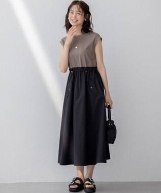 組曲 【WEB限定】コンビネーションワンピース モカグレー×ブラック系