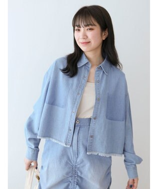 Green Parks ・ＳＵＧＡＲ　ＳＰＯＯＮ　クロップドデニムシャツ Light Indigo