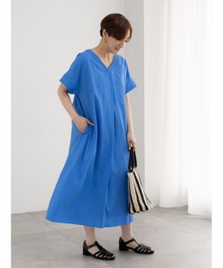 Te chichi 麻調サックワンピース