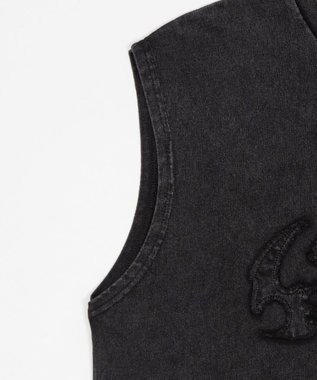 WEGO 【ユニセックス着用ITEM】ブリーチダメージアップリケノースリーブ ブラックその他