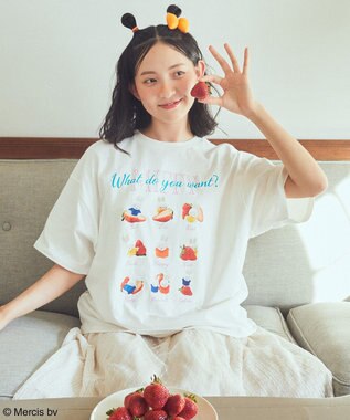 earth music&ecology ｍｉｆｆｙ／ｅａｒｔｈ　ｓｔｒａｗｂｅｒｒｙ　Ｔｅｅ Off White