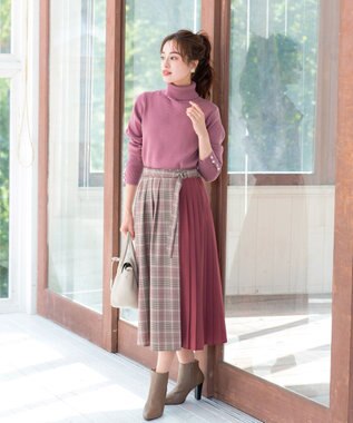 Tiaclasse 【洗える】タートルボタンニットトップス ピンク