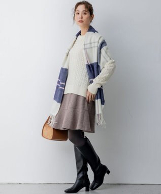 組曲 ネコアシツイードセミフレア スカート ダークブラウン系