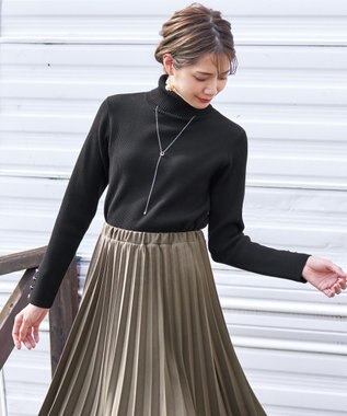 Tiaclasse 【洗える】タートルボタンニットトップス ブラック