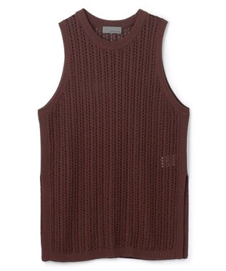 uncrave シースルーケーブルニット ノースリーブトップス ブラウン