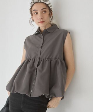 WEGO 【ANGIE VINTAGE】ティアードバルーンブラウス ダークグレー
