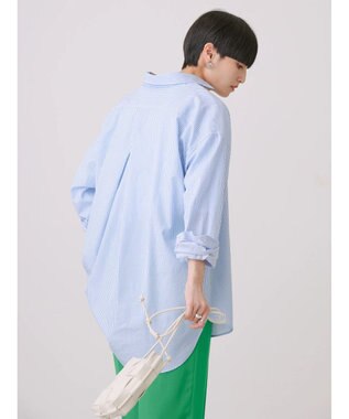 AMERICAN HOLIC ＵＶカット加工バックタックシャツチュニック Stripe Sax