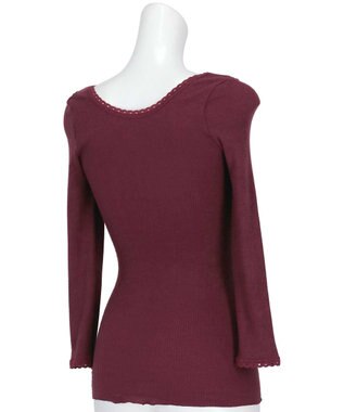 AMPHI あったかインナー 薄手 リブ素材 ９分袖 長袖 UWF360 アンフィ／ワコール エンジ