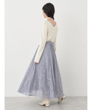 earth music&ecology 起毛レースフレアスカート Grayish Blue