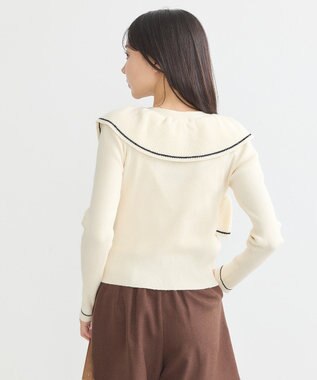 earth music&ecology Ｖネックフリルニットカーディガン Ivory