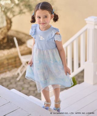 ANY KIDS 【サンリオキャラクターズ×any FAM】オン・オフショルダーチュールワンピース サックスブルー×シナモロール