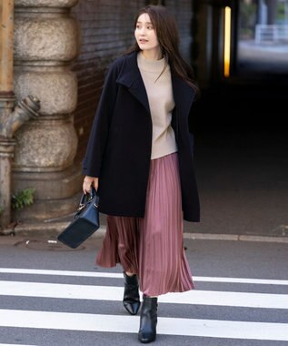 ANY SIS S ウールライクスタンドカラー ミドルコート ネイビー