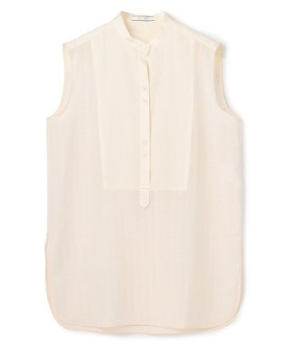 BEIGE， GOSHE / サテン切替 シアースタンドブラウス Ecru
