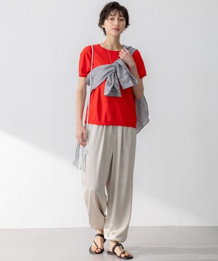 23区 LIBECO ベーシック シャツ ダークブラウンストライプ