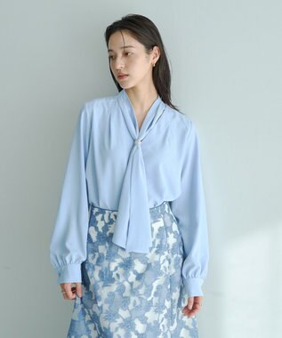 YECCA VECCA スカーフリング付きボウタイブラウス