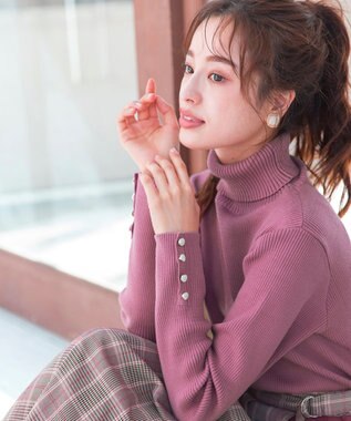 Tiaclasse 【洗える】タートルボタンニットトップス ピンク