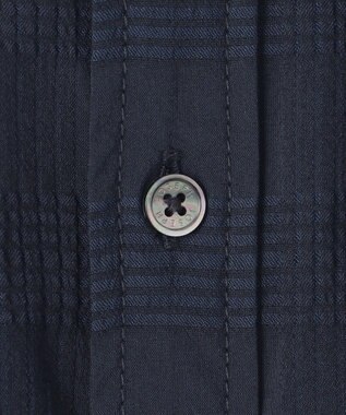 JOSEPH HOMME ドビーチェックストレッチ　ウイングカラー半袖シャツ ネイビー系