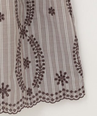 ANY SIS 【洗える】エンブロイダリーコンビ ワンピース ブラック×モカストライプ