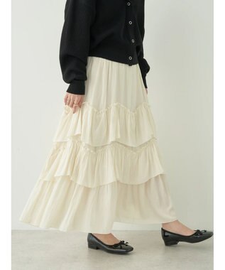 earth music&ecology ランダムティアードボリュームスカート Cream