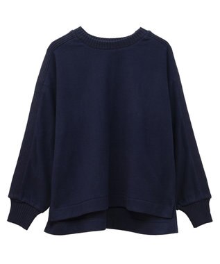 Green Parks フリース袖リブドッキングプルオーバー Dark Navy